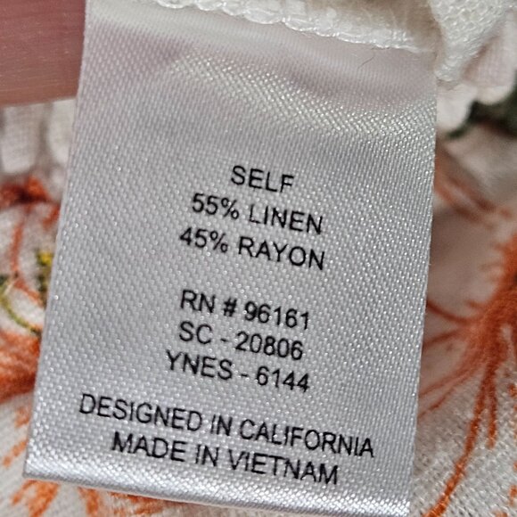 Floral Linen Blend Elastic Waist Shorts With Drawstring & Pockets By Bebop XL - Picture 4 of 14